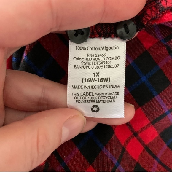 Terra & Sky Red Plaid Flannel Button Down Shirt - Picture 4 of 5
